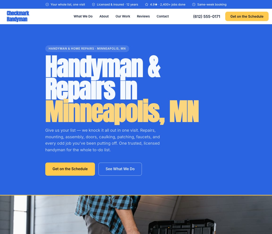Home Repairs & To-Do List website template preview
