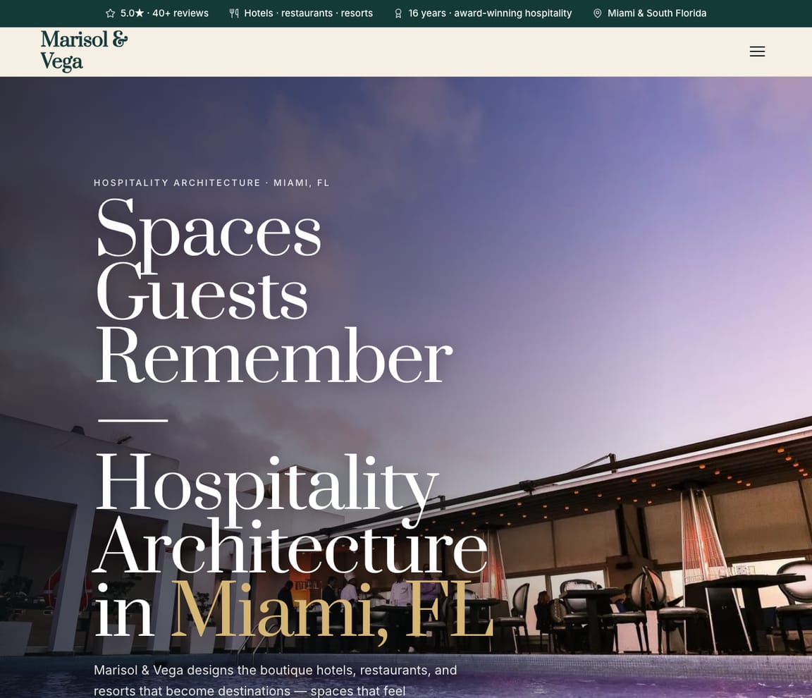 Hospitality Architecture Studio website template preview