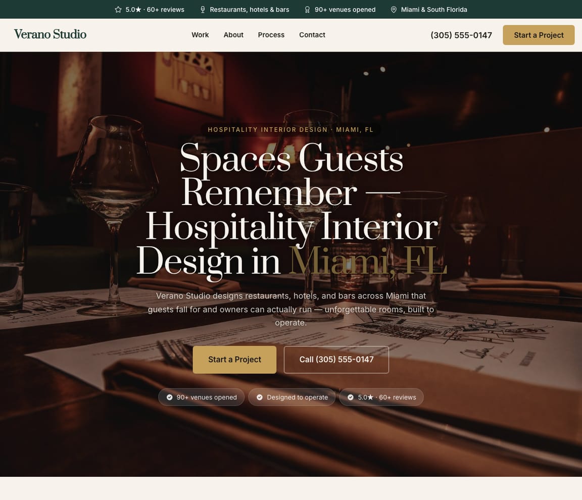 Hospitality Interior Designer website template preview