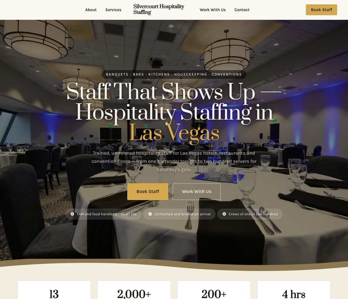 Hospitality Staffing Agency website template preview