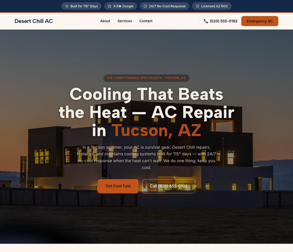 HVAC - Hot-Climate Cooling website template preview