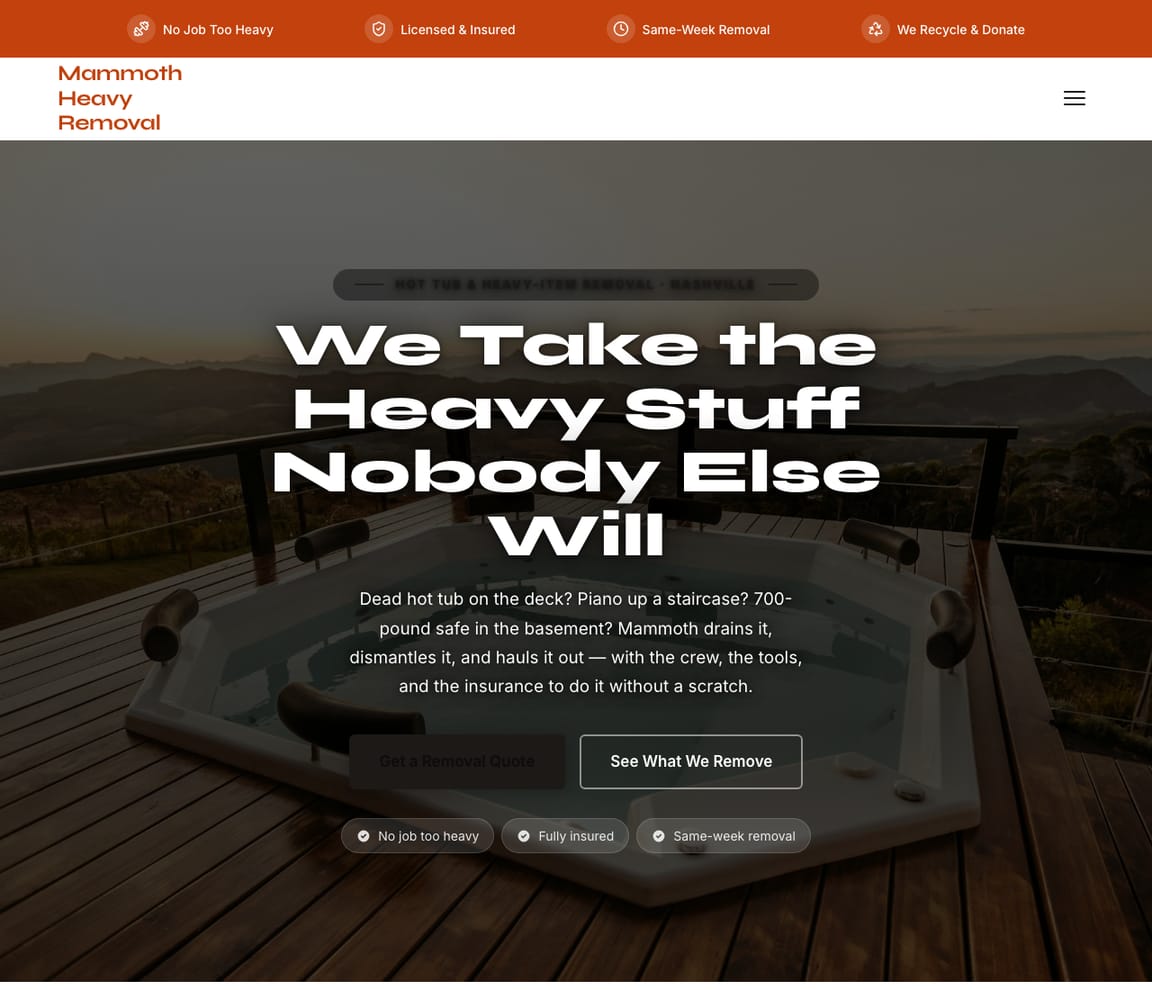 Hot Tub & Heavy-Item Removal website template preview