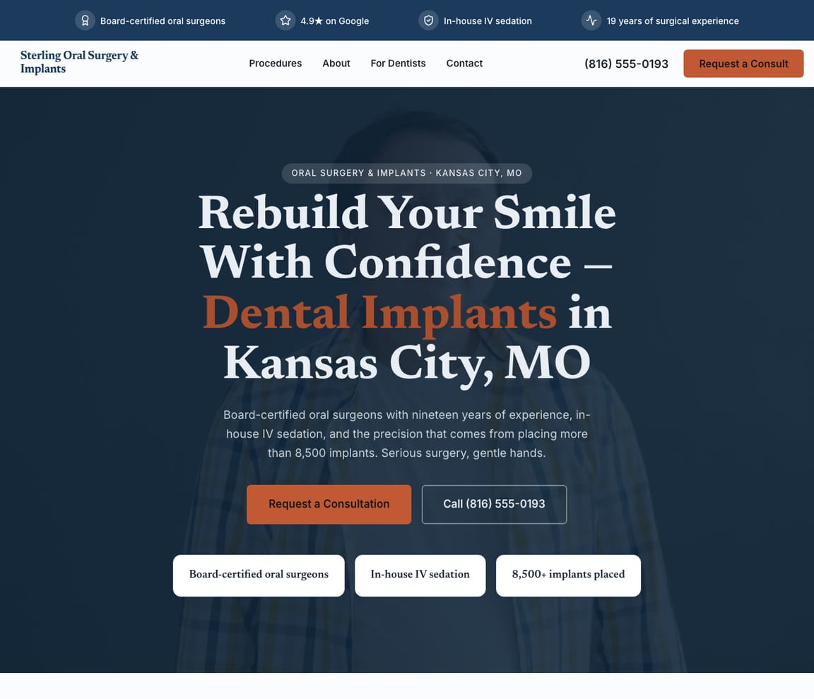 Oral Surgeon & Implants website template preview