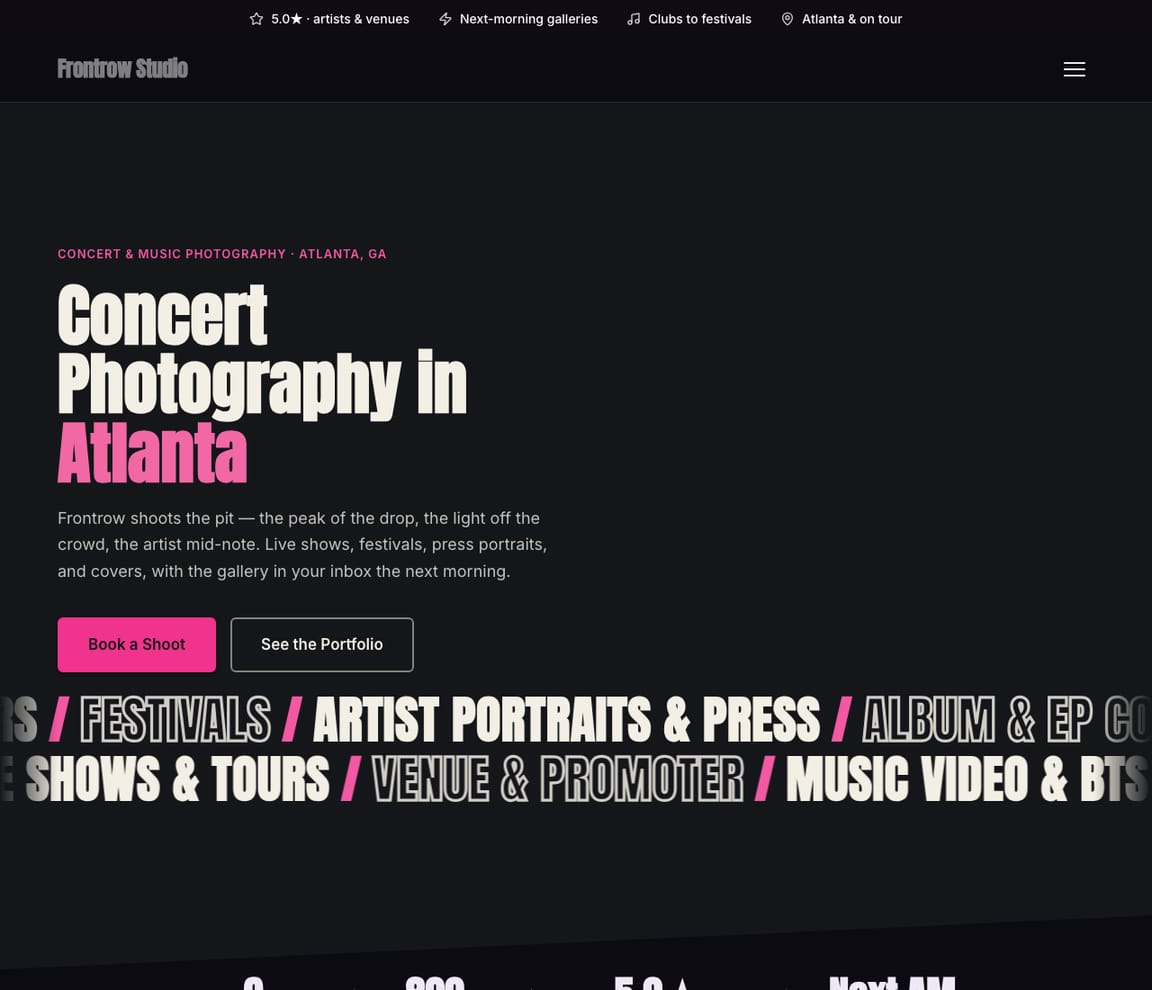 Concert Photographer website template preview