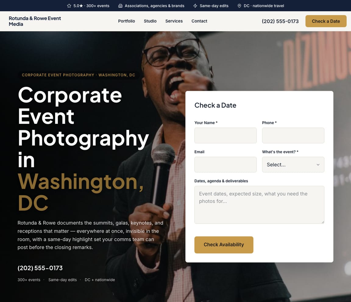 Event Photographer website template preview