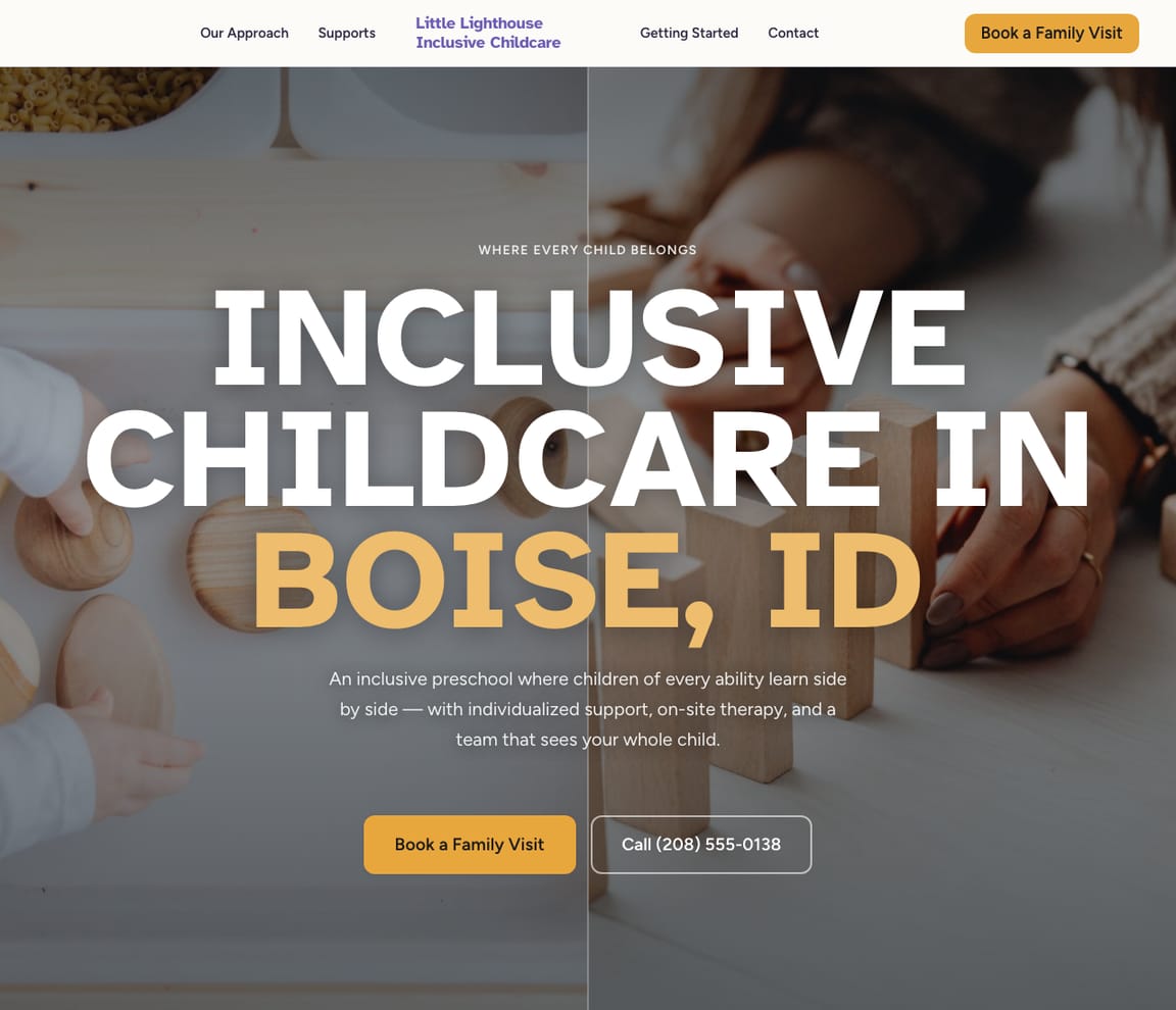 Inclusive / Special-Needs Childcare website template preview