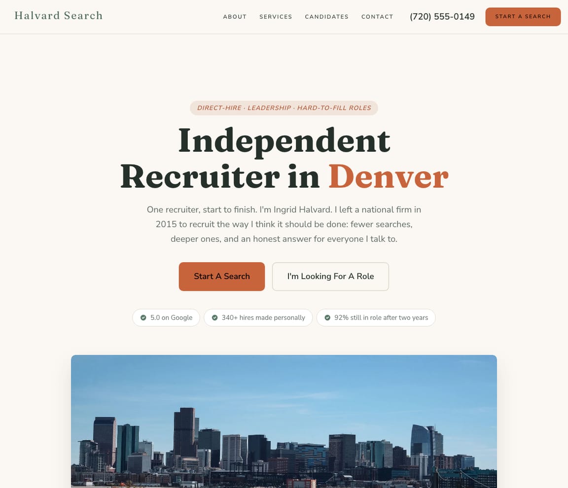 Independent Recruiter website template preview