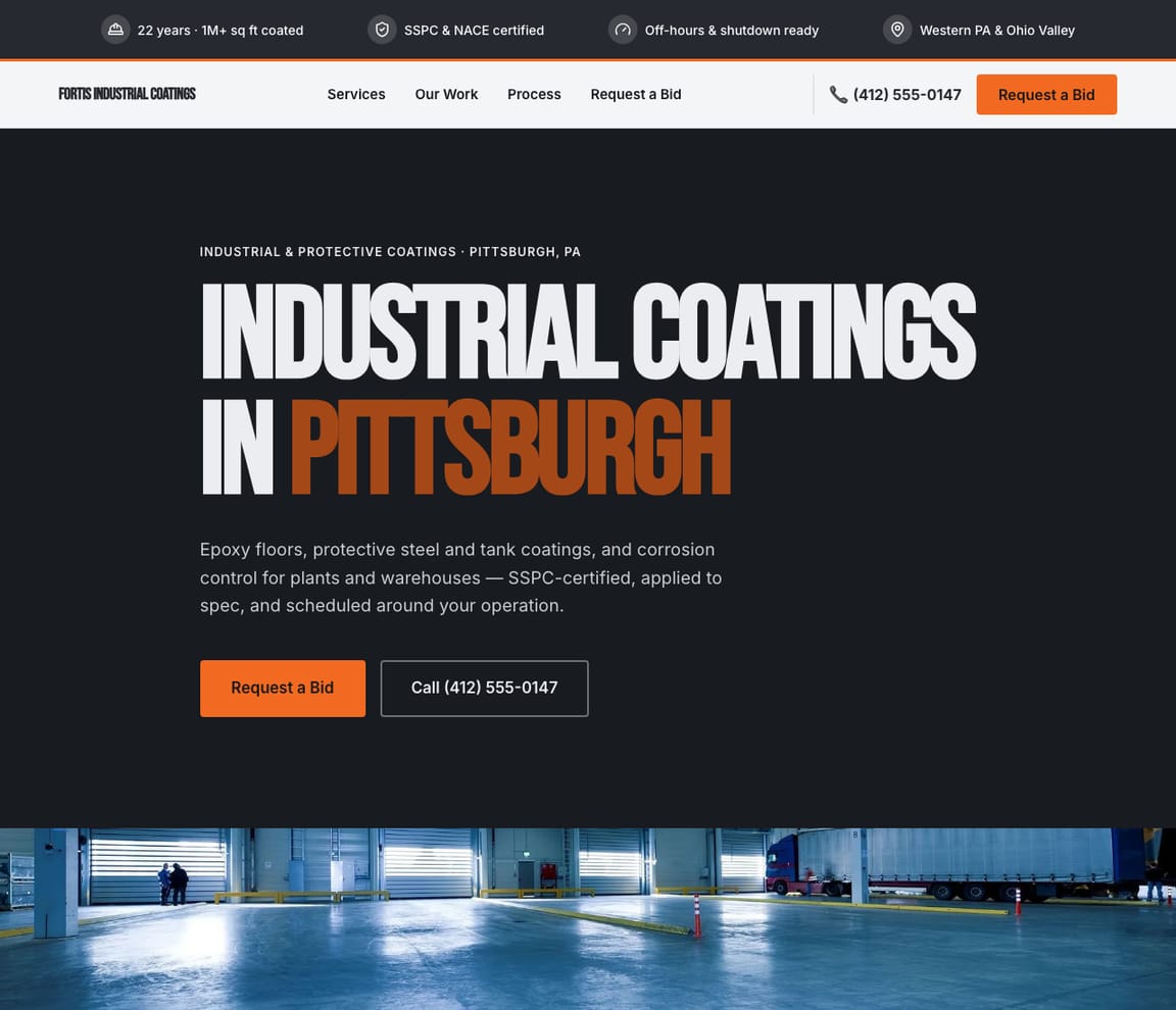 Industrial Coatings website template preview