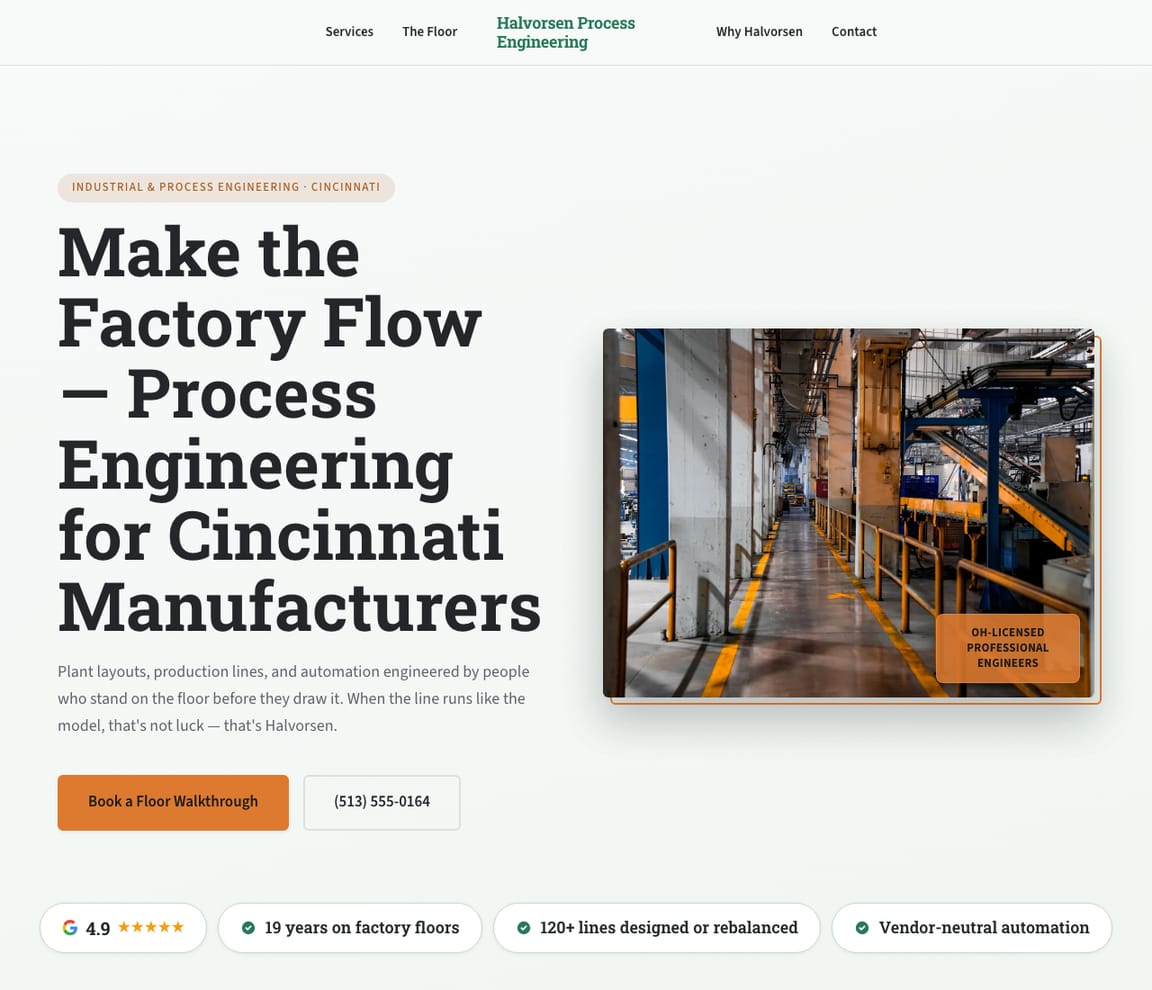 Industrial Engineering website template preview