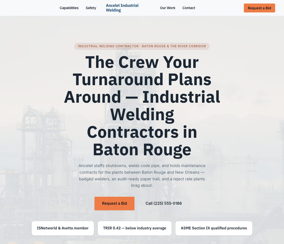 Industrial Welding website template preview