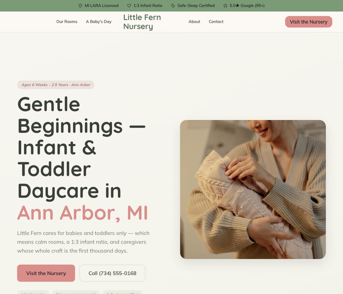 Infant & Toddler Nursery website template preview