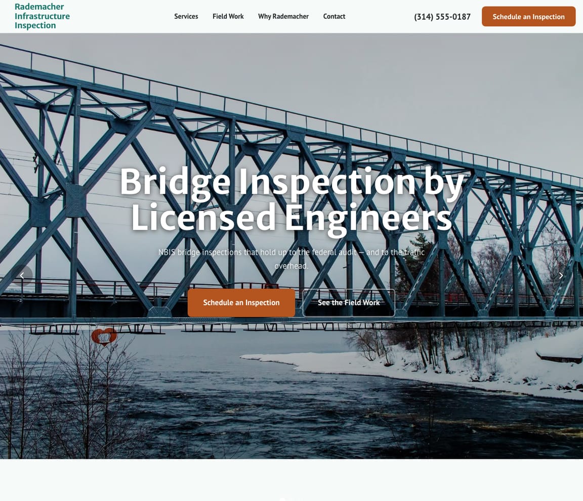 Infrastructure Inspection website template preview