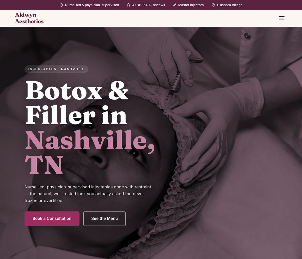 Injectables Studio website template preview
