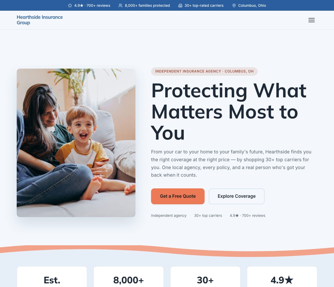 Insurance Agency website template preview