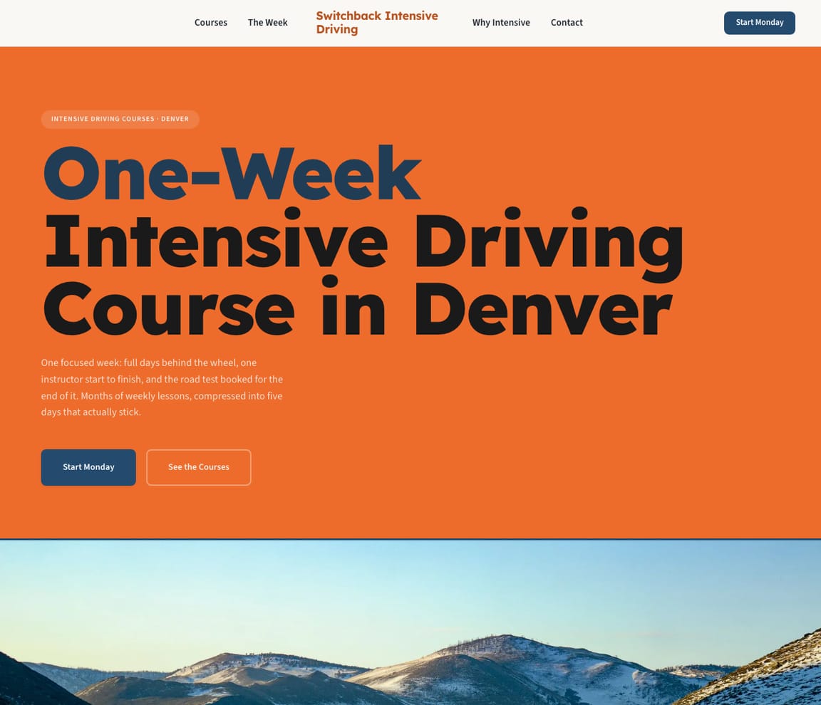 Intensive Driving Course website template preview
