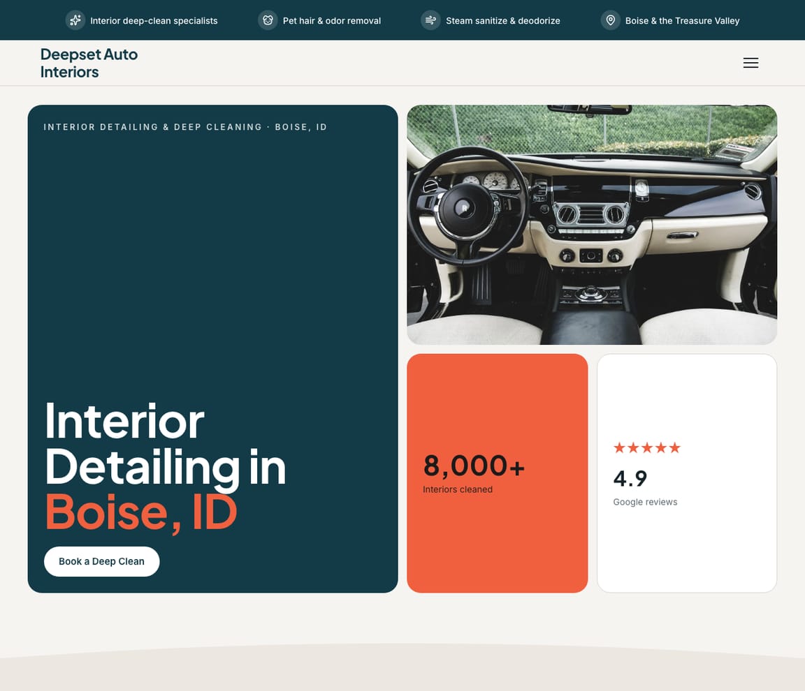 Interior Deep-Clean Detailing website template preview