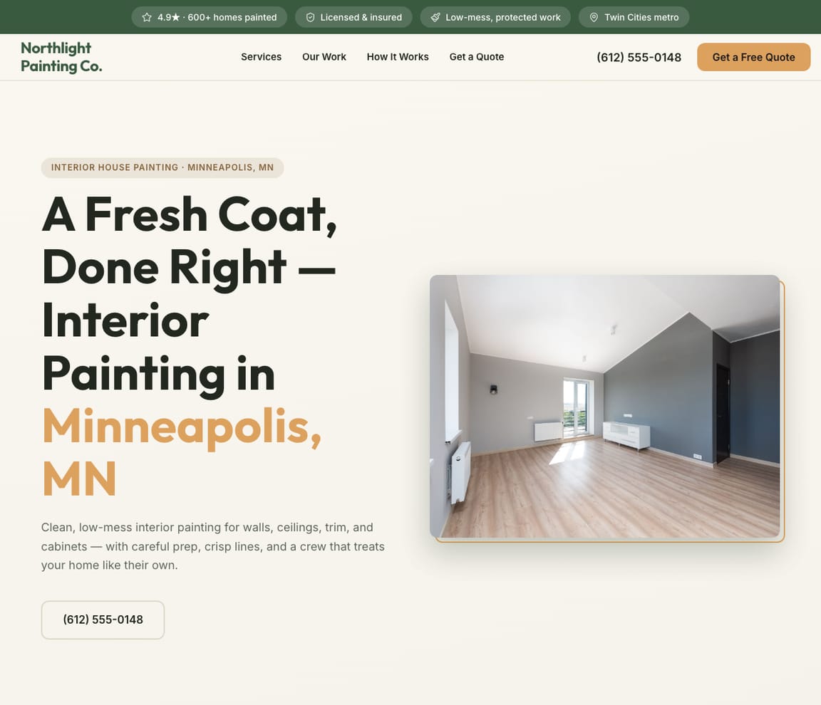 Interior Painting website template preview