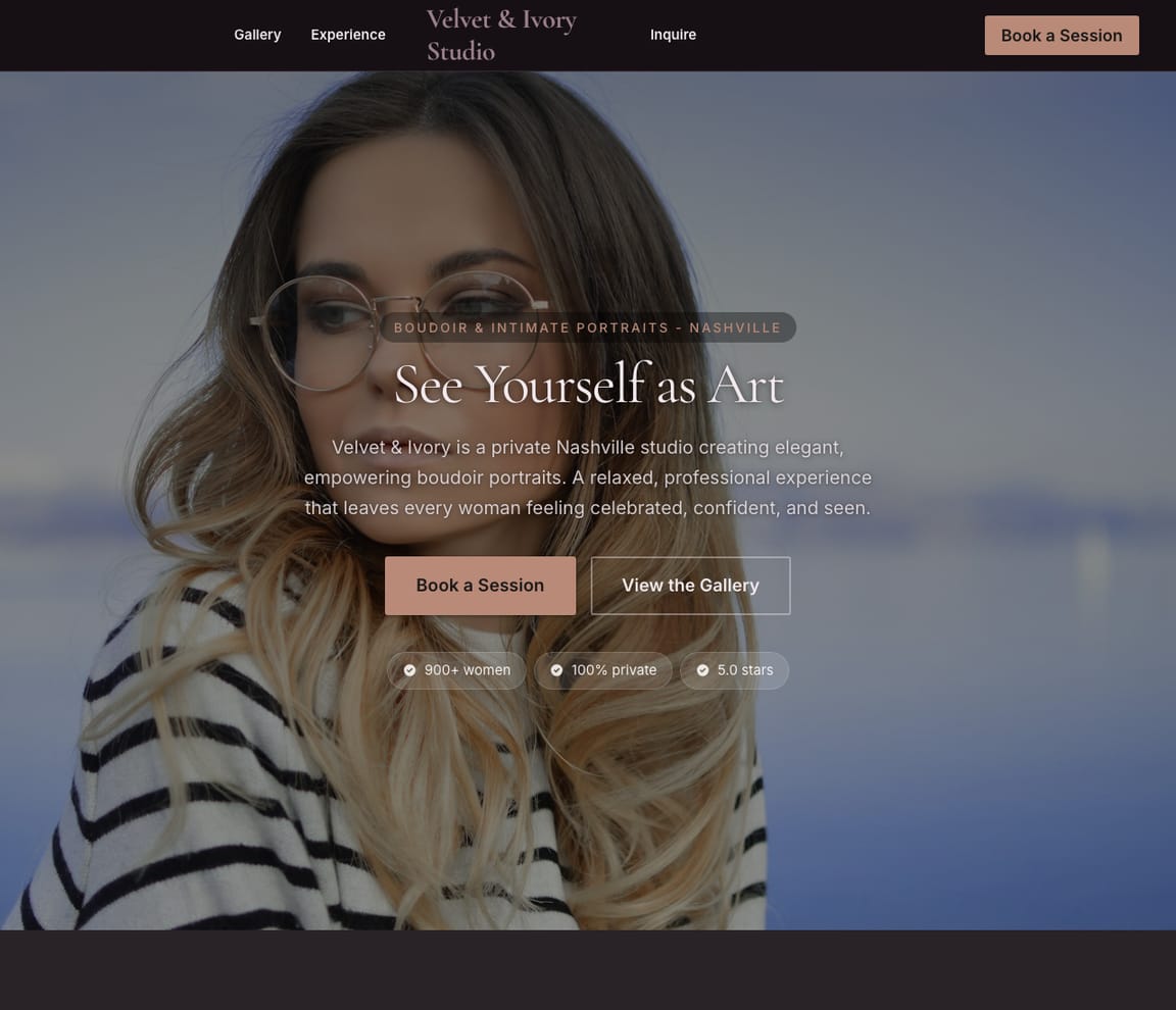 Boudoir Photographer website template preview