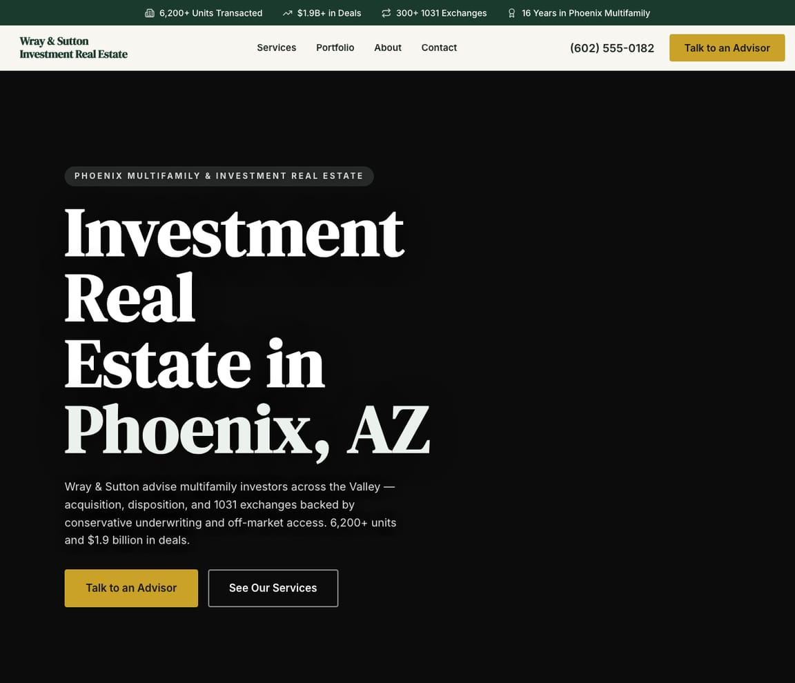 Investment & Multifamily Advisor website template preview