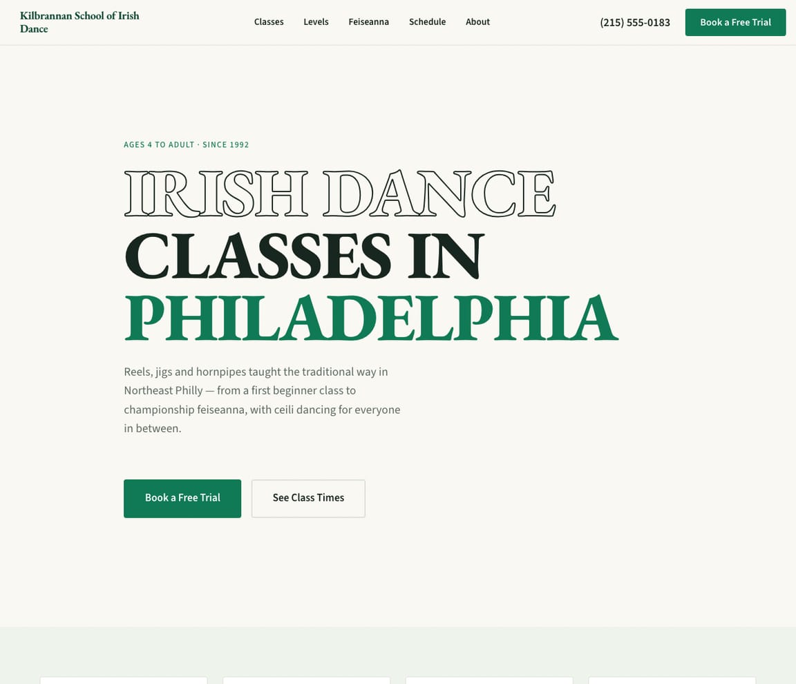 Irish Dance School website template preview