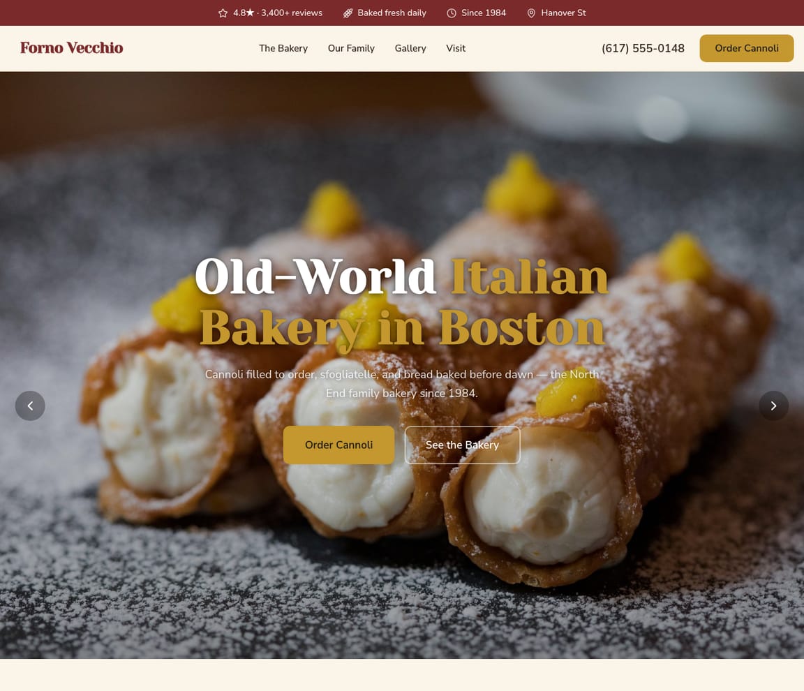 Italian Bakery website template preview