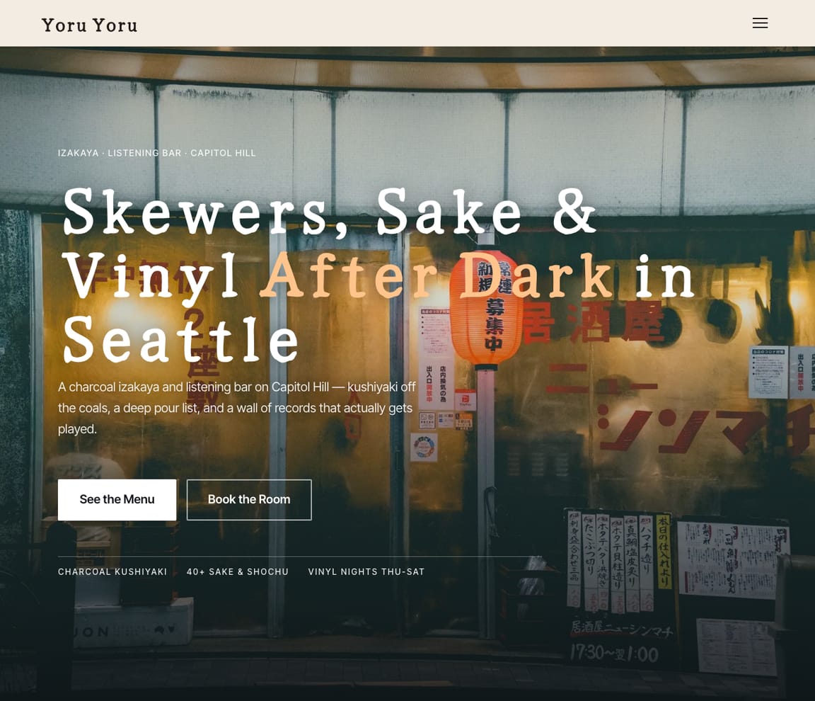 Izakaya website template preview