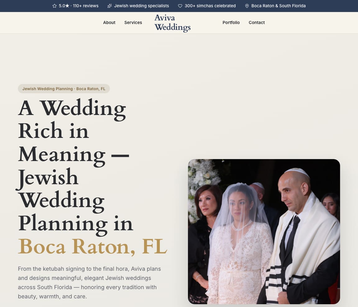 Jewish Wedding Planner website template preview