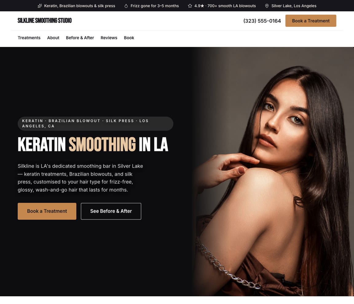Keratin Smoothing Studio website template preview