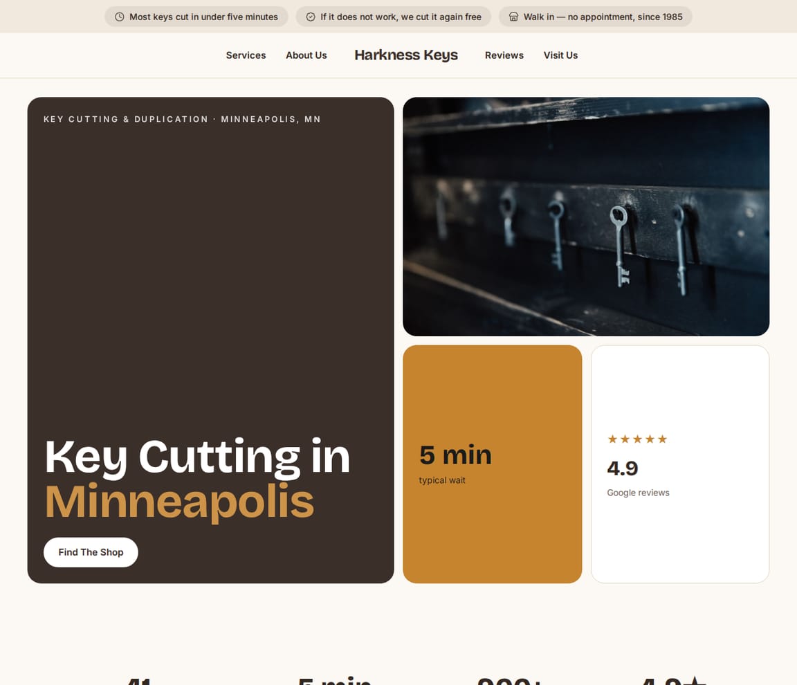 Key Cutting Shop website template preview