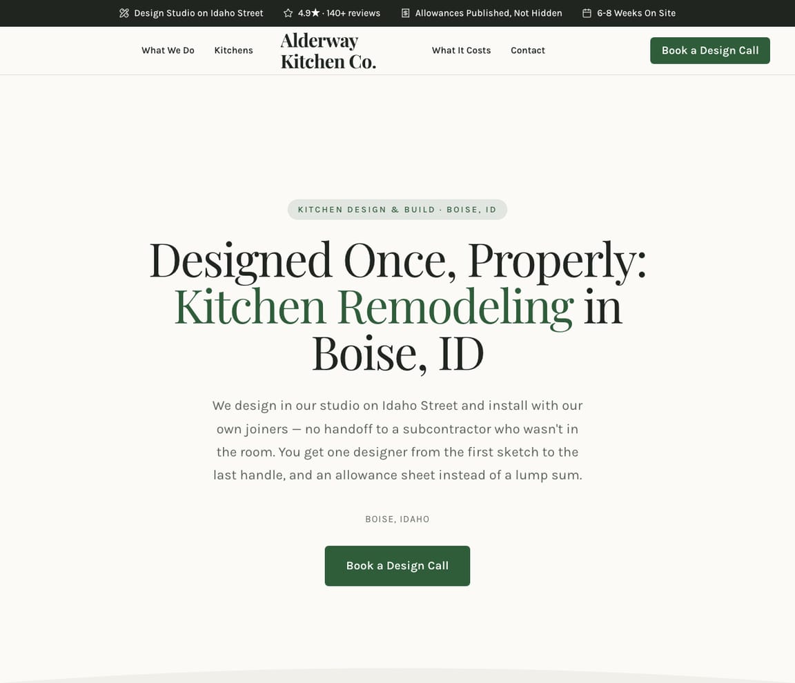 Kitchen Remodeling website template preview
