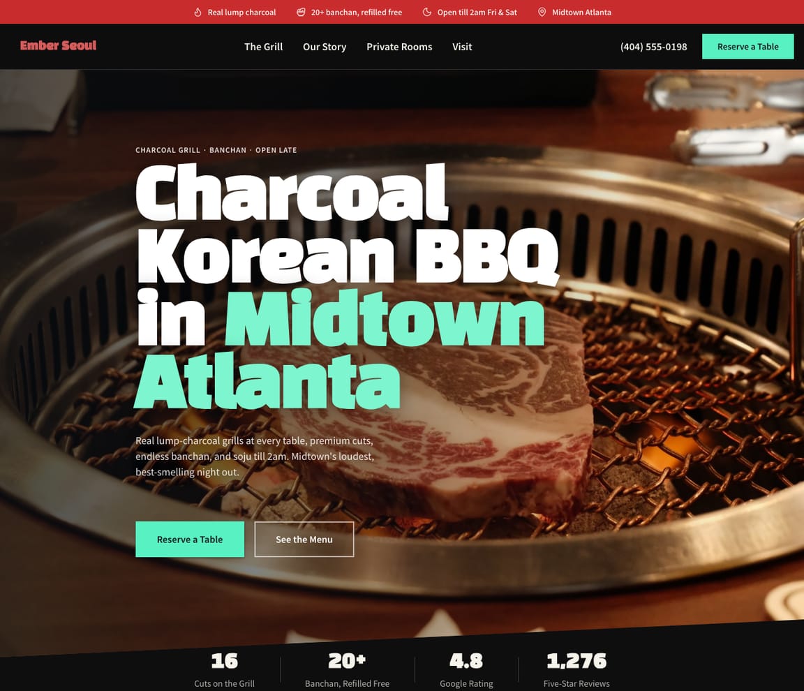 Korean BBQ website template preview