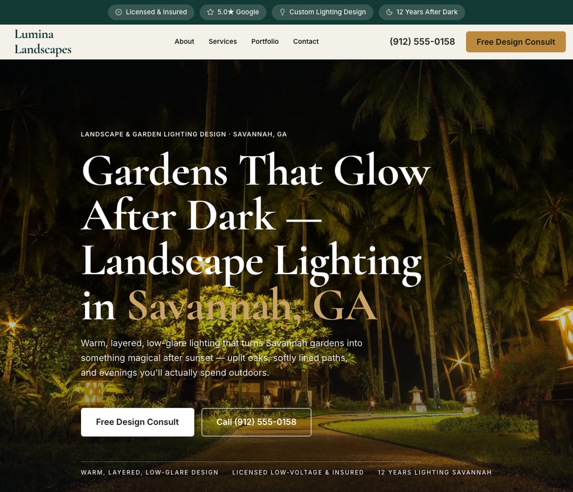 Landscaping - Outdoor Lighting website template preview