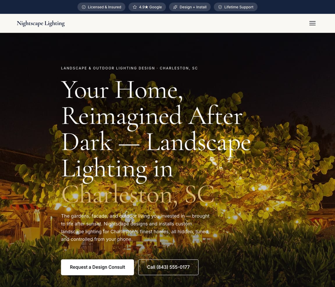 Electrician - Outdoor Lighting website template preview