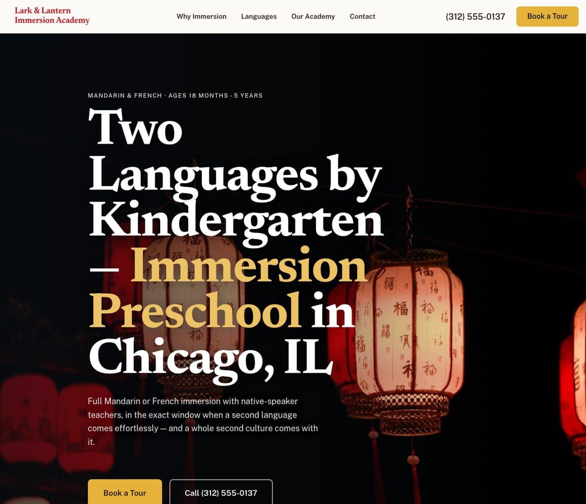 Language Immersion Academy website template preview