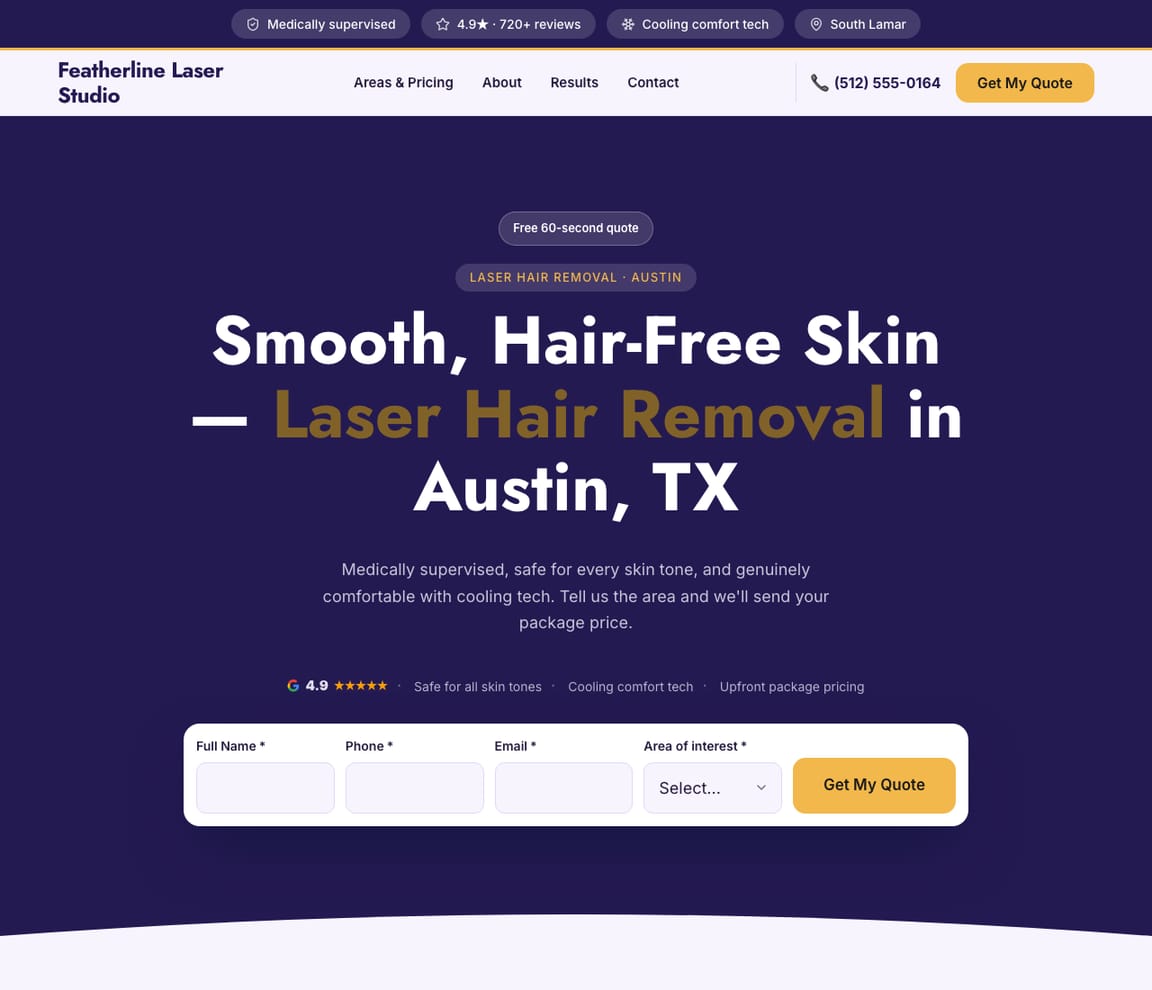 Laser Hair Removal Studio website template preview