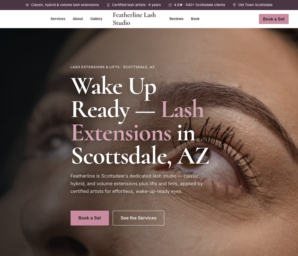 Lash Extension Studio website template preview