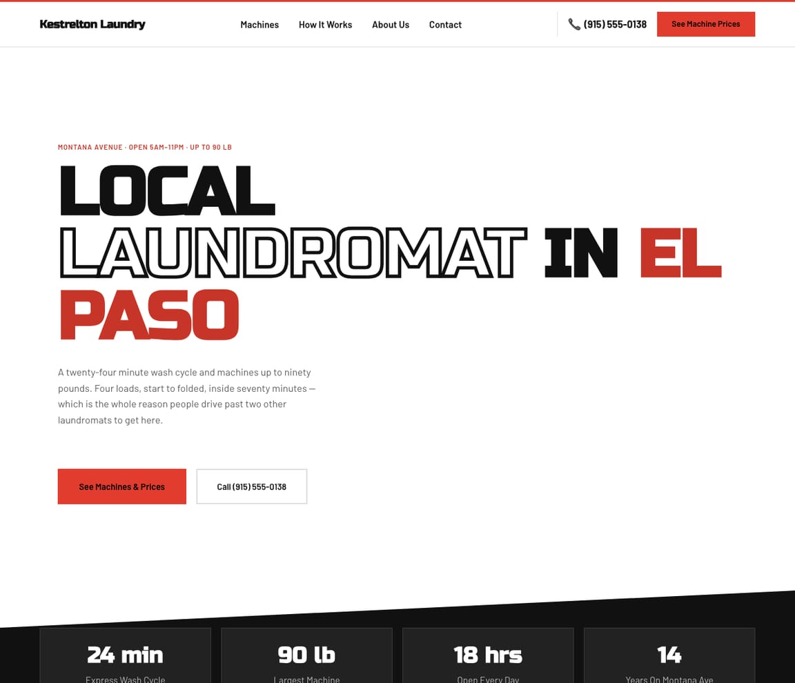Express Laundromat website template preview