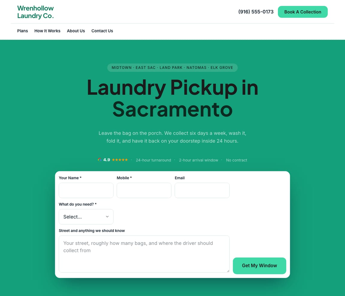 Laundry Pickup & Delivery website template preview