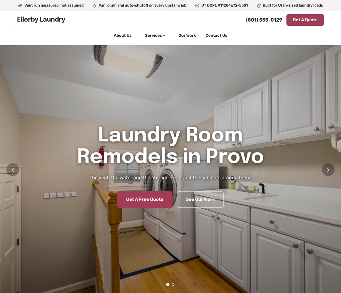 Laundry Room Remodel website template preview