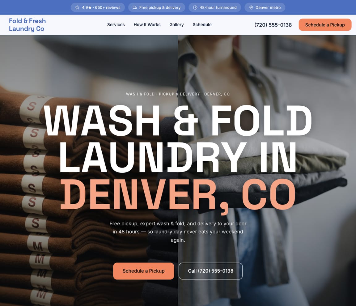 Laundry & Wash-Fold website template preview