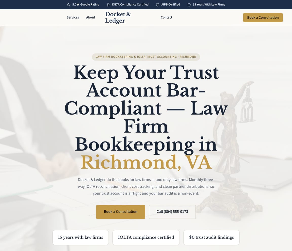 Law Firm Bookkeeping website template preview