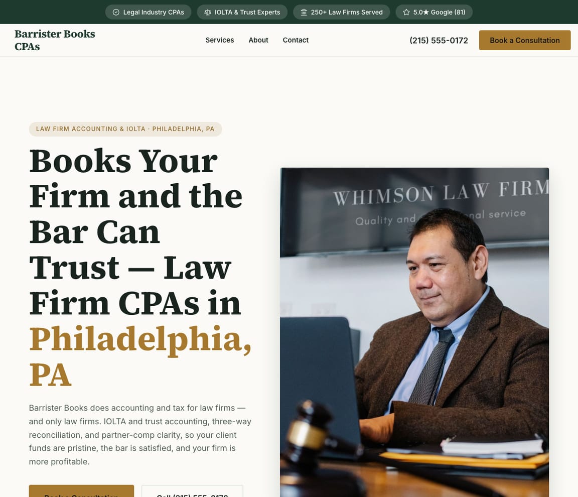 Law Firm & Attorney CPA website template preview