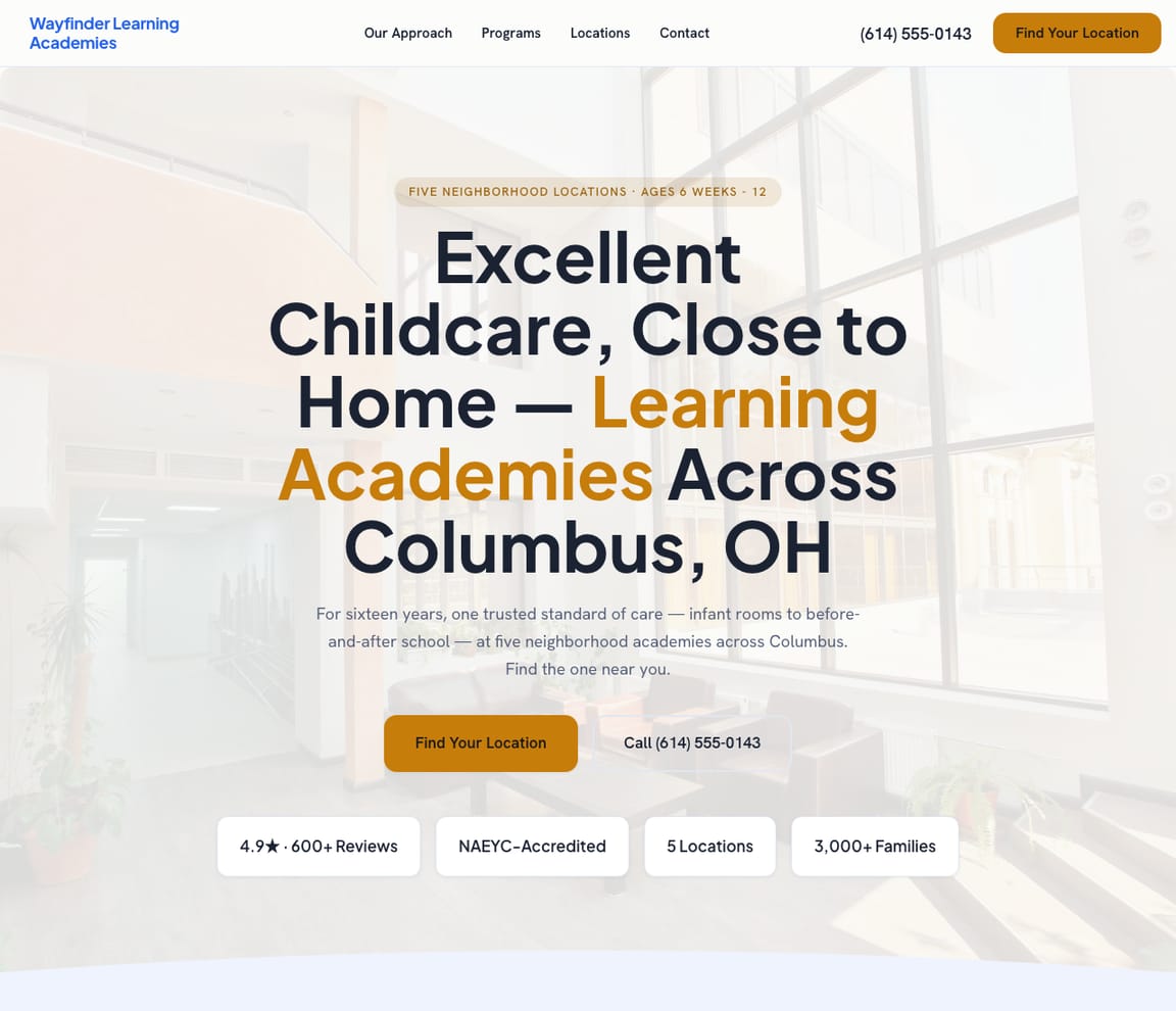 Multi-Location Learning Academy website template preview