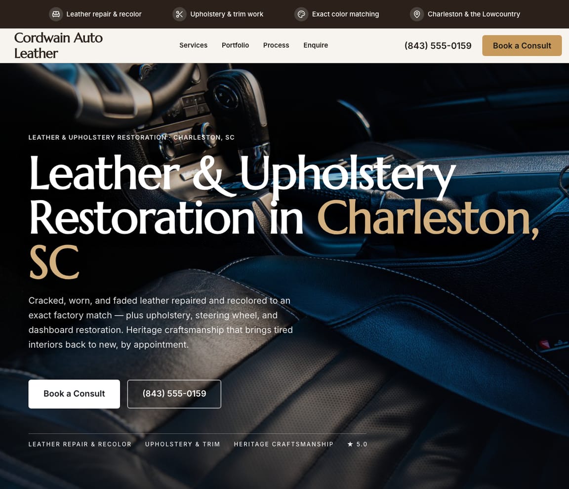 Leather & Upholstery Restoration website template preview
