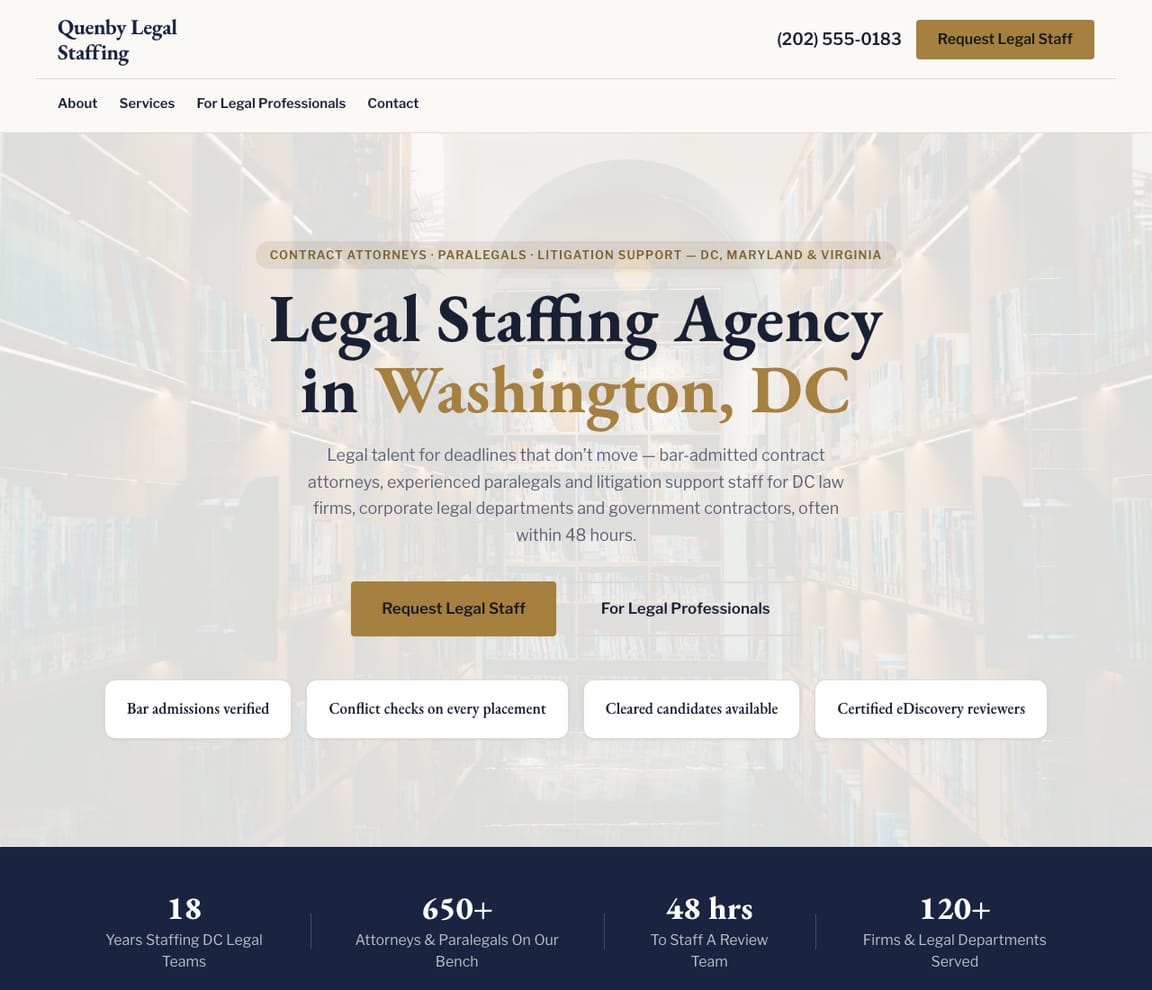 Legal Staffing Agency website template preview