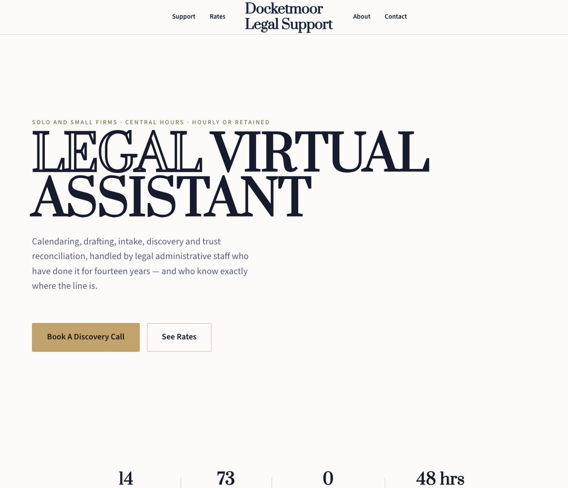 Legal Virtual Assistant website template preview