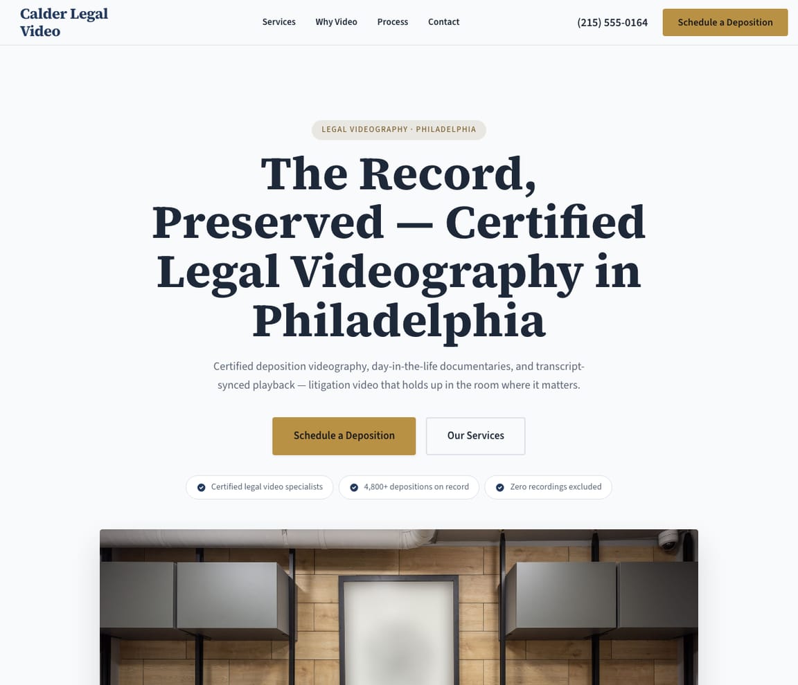 Legal Videography website template preview