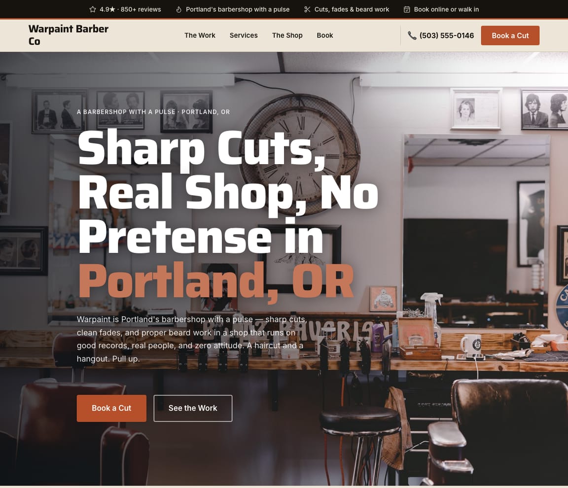 Lifestyle Barbershop website template preview