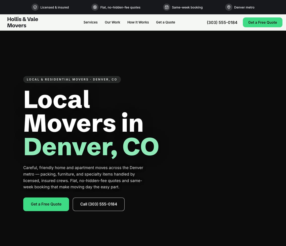Local & Residential Movers website template preview