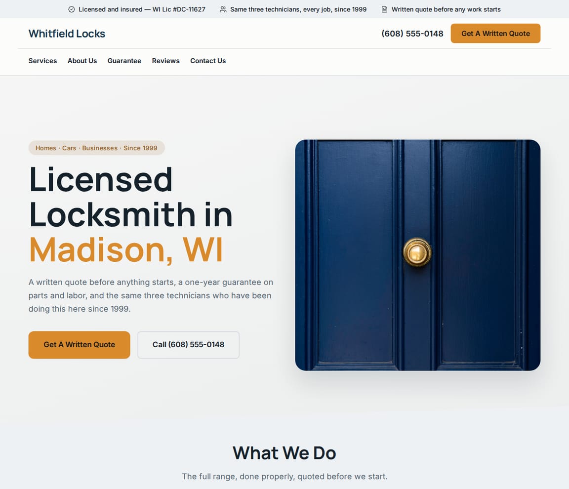 Classic Locksmith website template preview